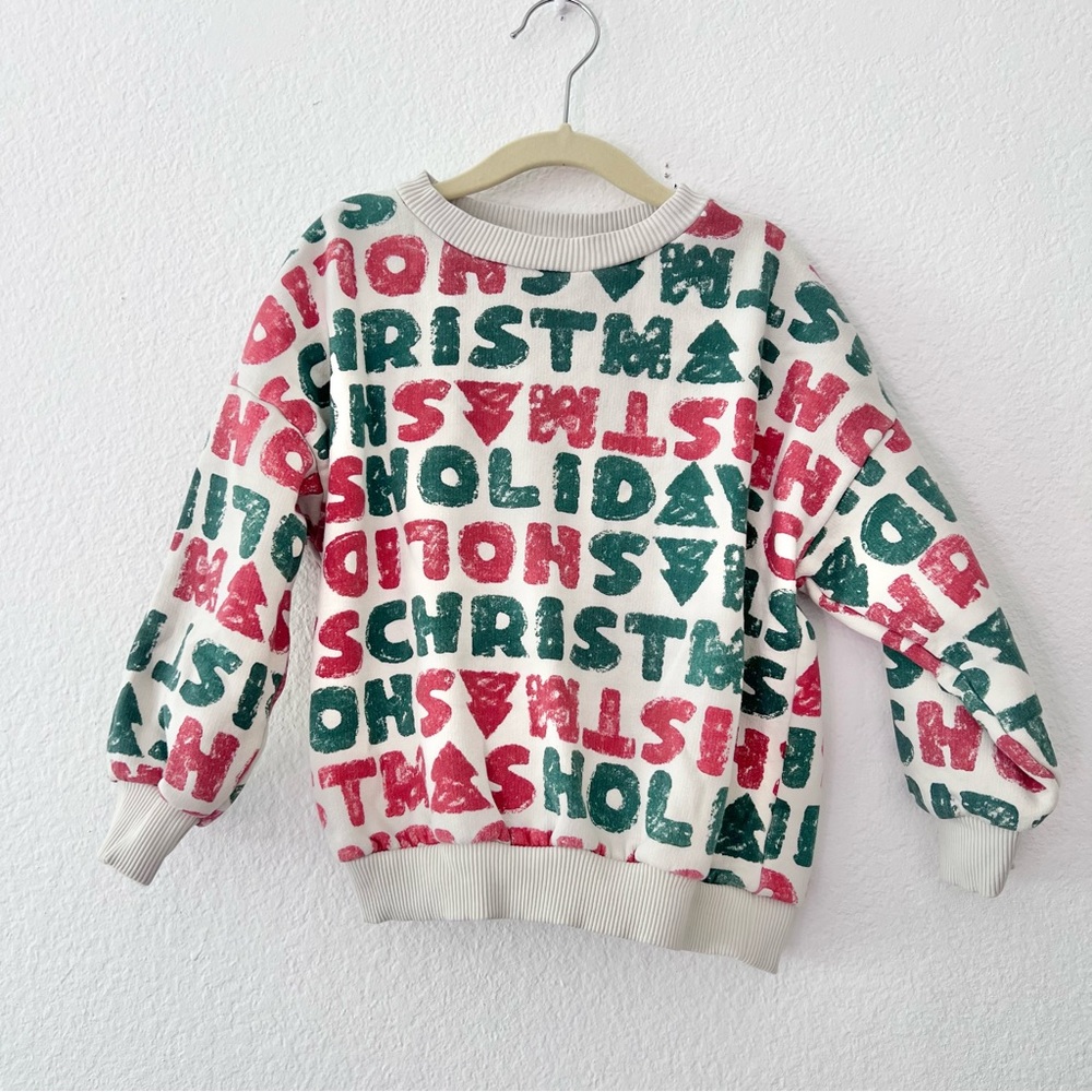 Zara Boys Christmas Crewneck Sweatshirt Sz 4-5